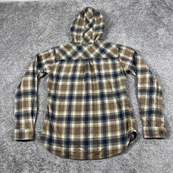 Carthartt Hooded Flannel Shirt Womens Extra Small Plaid Button Up Cotton Fall - Picture 5 of 10